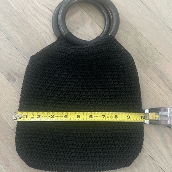 Macrame black purse with round handles - Picture 3 of 5